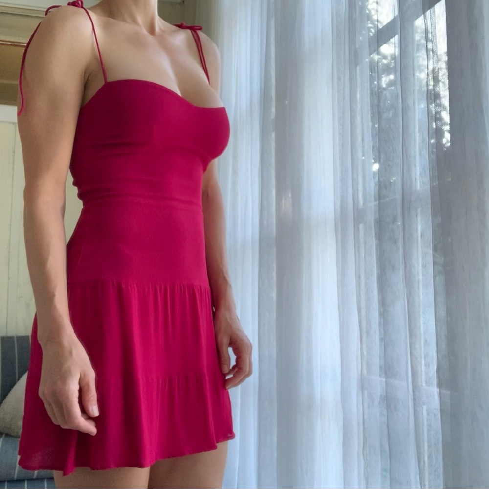 The Reformation Othello dress Rhubarb 4